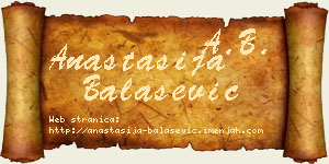 Anastasija Balašević vizit kartica